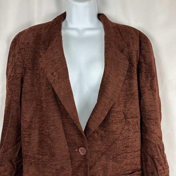 Vintage Chaus Womens Brown Textured Blazer Jacket Size 12 - Picture 4 of 6